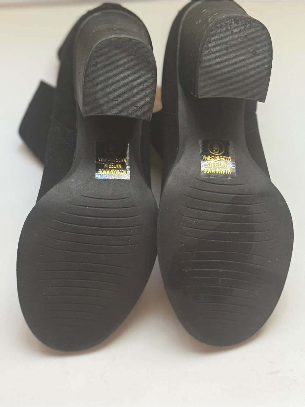 Black Faux Suede Peep-Toe Ankle Boots - Women's - Picture 6 of 6